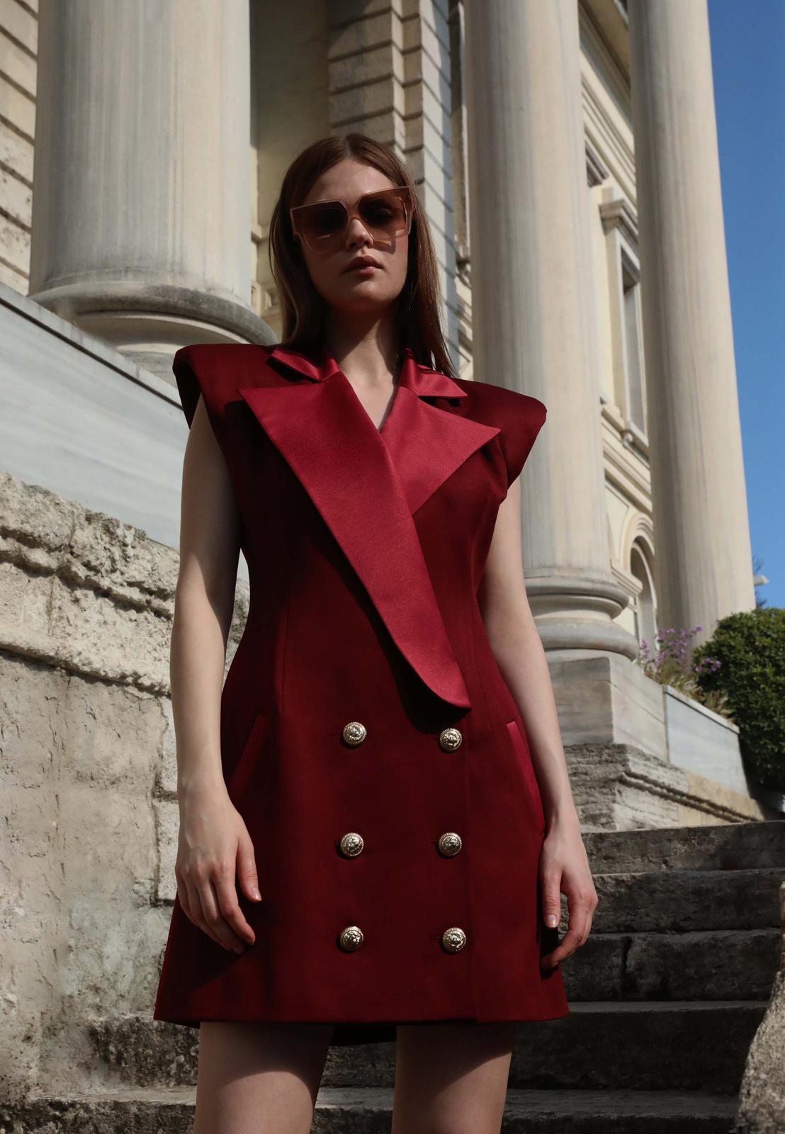 MONICA BURGUNDY COLOR JACKET DRESS