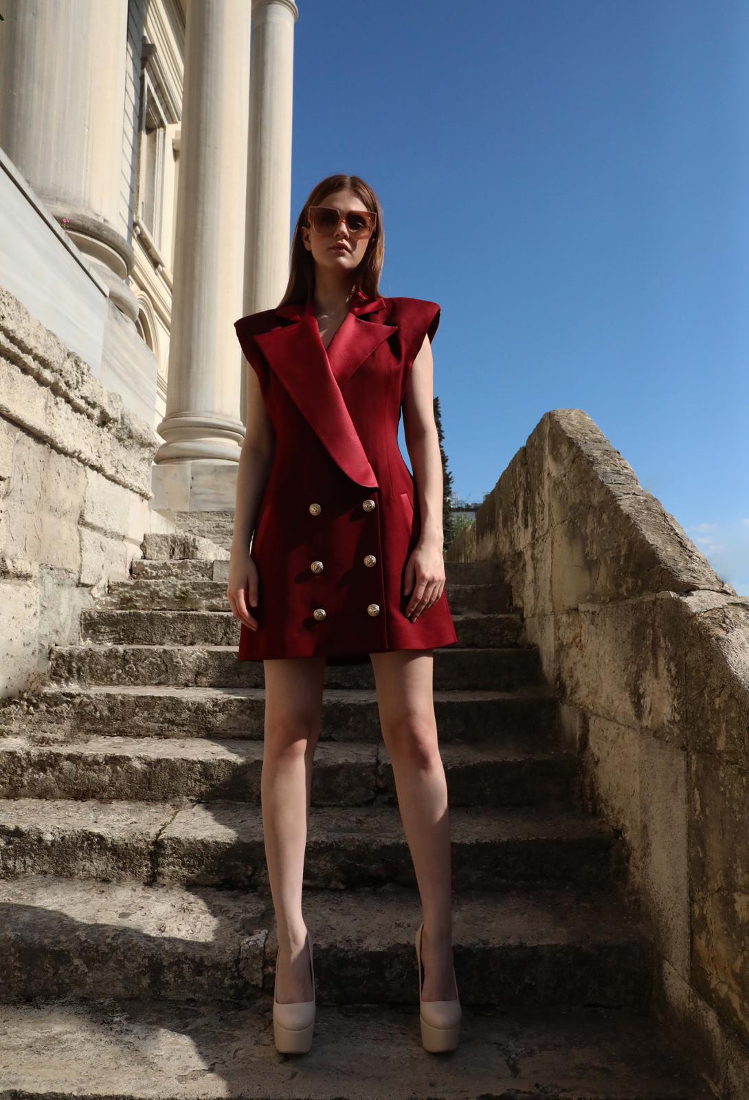 MONICA BURGUNDY COLOR JACKET DRESS